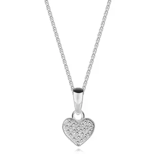 Colier din argint 925 – inimă împodobită cu zirconii transparente, tiv neted imagine