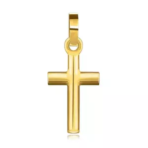 Pandantiv din aur galben 585 - motiv religios, cruce latină lucioasă imagine