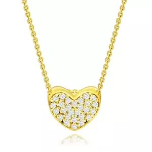 Colier din aur galben 14K - inimă cu diamant transparent, lanț imagine