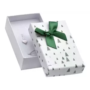 Cutie cadou de Crăciun pentru cercei sau inel - copaci verzi, fundă imagine