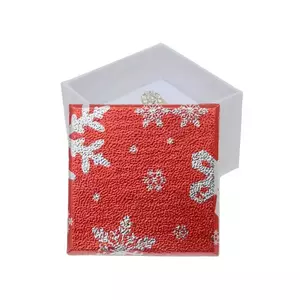 Cutie cadou bijuterii de Crăciun - fulgi de nea, culoare argintiu - roșu imagine