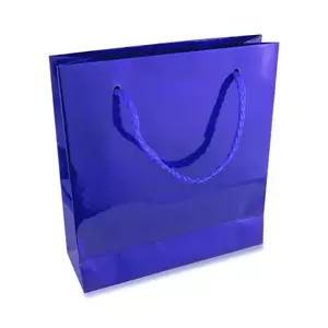 Pungă de hârtie pentru cadou - holografică, de culoare albastră, suprafață lucioasă imagine