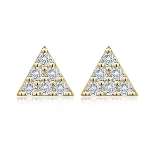 Cercei tip știft din aur galben 585 - triunghi cu zirconii transparente imagine