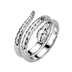 Inel din oțel 316L - brațe sub formă de șarpe încolăcit, de culoare argintie - Marime inel: 57 imagine