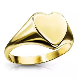 Inel din oțel 316L - inimă netedă plată, design de culoare aurie - Marime inel: 49 imagine
