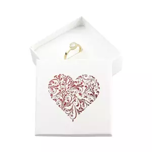 Cutie cadou bijuterii - motiv inimă, design alb-roșu imagine