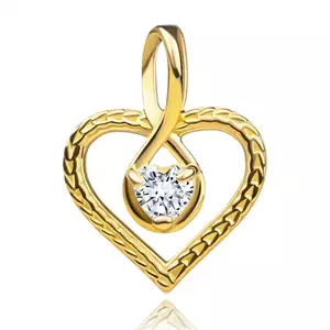 Pandantiv din aur 14K - Contur de inimă în contur de lacrimă cu zirconii imagine
