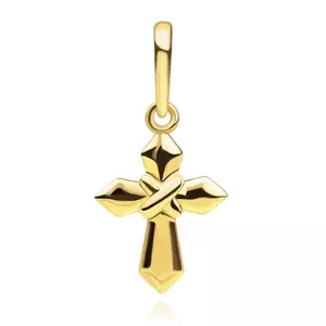Pandantiv din aur galben de 14K - cruce cu umeri triunghiulari teșiți, model X imagine