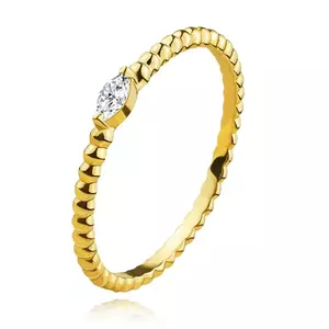 Inel din aur galben de 14K - zircon granulat, umăr în formă de bile - Marime inel: 49 imagine