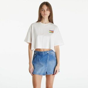 Tommy Jeans Oversized Cropped Summer Flag Tee Ancient White imagine