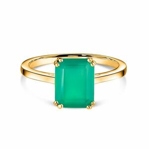 Inel din argint Golden Rectangle Green Onix Elegance imagine