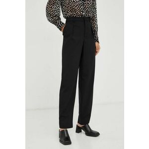 BA&SH pantaloni din lana culoarea negru, drept, high waist imagine