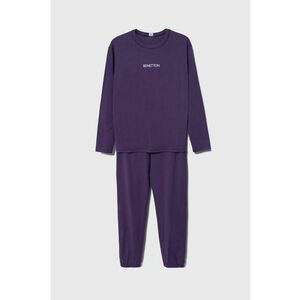United Colors of Benetton pijamale de bumbac pentru copii culoarea violet, cu imprimeu imagine