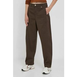 Mos Mosh pantaloni femei, culoarea maro, lat, high waist imagine