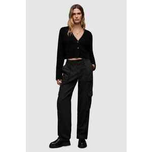 AllSaints pantaloni de bumbac FRIEDA STRAIGHT femei, culoarea negru, fason cargo, medium waist imagine