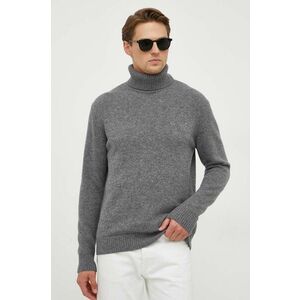 Sisley pulover de lana barbati, culoarea gri, light, cu guler imagine