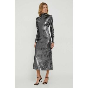 Sisley rochie culoarea argintiu, maxi, evazati imagine