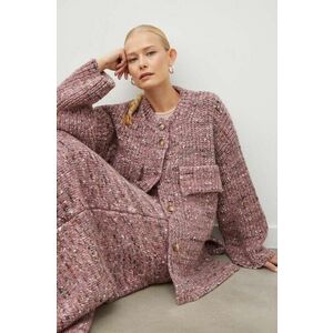 Cardigan calduros, tricotat, roz imagine