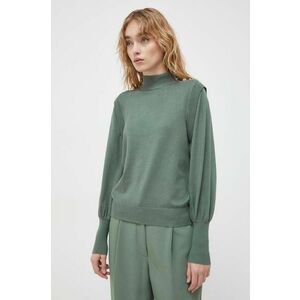 Bruuns Bazaar pulover femei, culoarea verde, light, cu turtleneck imagine
