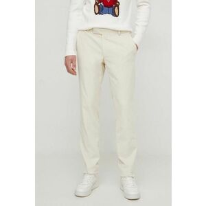 Karl Lagerfeld pantaloni de catifea cord culoarea bej, mulata imagine