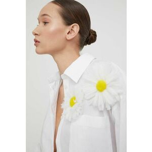 MSGM cămașă din bumbac femei, culoarea alb, cu guler clasic, relaxed 3641MDE20X.247101 imagine