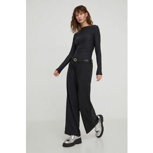 Hollister Co. pantaloni femei, culoarea negru, high waist imagine