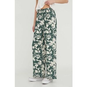 Abercrombie & Fitch pantaloni din in culoarea verde, lat, high waist imagine