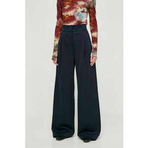 MAX&Co. pantaloni femei, culoarea bleumarin, lat, high waist 2416780000000 imagine