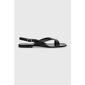 Weekend Max Mara sandale de piele Monviso femei, culoarea negru, 2415521115600 imagine