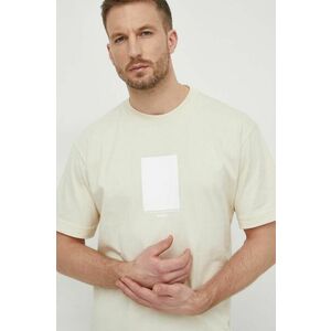 BOSS tricou din bumbac bărbați, culoarea bej, cu imprimeu 50512118 imagine