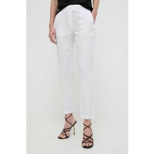 Silvian Heach pantaloni din in culoarea alb, drept, high waist imagine