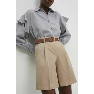 Answear Lab pantaloni scurti femei, culoarea bej, neted, high waist imagine