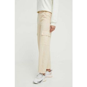 adidas Originals pantaloni de bumbac culoarea bej, drept, high waist, IU2695 imagine