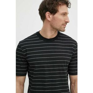Sisley tricou din bumbac barbati, culoarea negru, modelator imagine