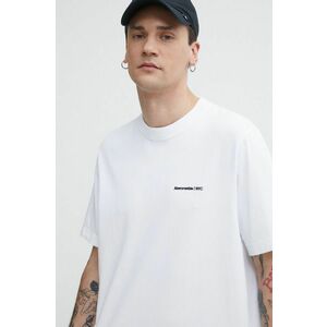 Abercrombie & Fitch tricou din bumbac barbati, culoarea alb, cu imprimeu imagine