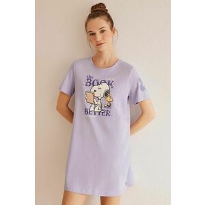 women'secret cămașă de noapte din bumbac Snoopy culoarea violet, bumbac imagine