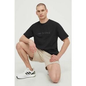 New Balance tricou din bumbac barbati, culoarea negru, cu imprimeu, MT41559BK imagine
