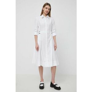 Karl Lagerfeld rochie din bumbac culoarea alb, mini, evazati imagine
