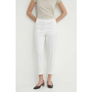 Sisley pantaloni femei, culoarea alb, fason tigareta, high waist imagine