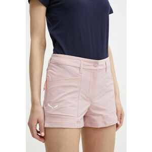 Salewa pantaloni scurți outdoor Puez culoarea roz, neted, medium waist, 00-0000028315 imagine