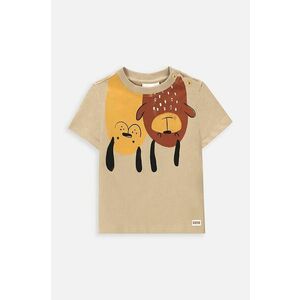 Coccodrillo tricou din bumbac pentru bebelusi culoarea bej, cu imprimeu imagine