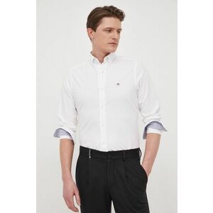 Gant camasa din bumbac barbati, culoarea alb, cu guler button-down, slim imagine