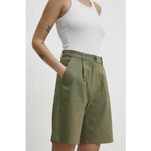 Answear Lab pantaloni scurti femei, culoarea verde, neted, high waist imagine