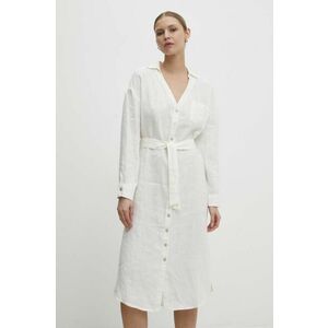 Answear Lab rochie din in culoarea alb, midi, drept imagine