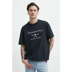 Abercrombie & Fitch tricou din bumbac barbati, culoarea negru, cu imprimeu imagine
