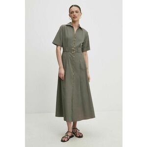 Answear Lab rochie din bumbac culoarea verde, midi, evazati imagine