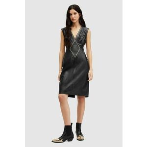 AllSaints rochie de piele SYLA LEA STUD DRESS culoarea negru, mini, mulata, WL536Z imagine