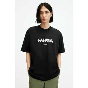 AllSaints tricou din bumbac SLANTED SS CREW barbati, culoarea negru, cu imprimeu, M025PA imagine