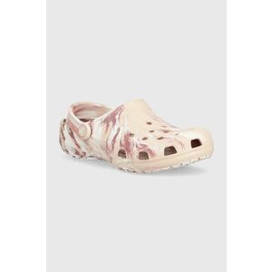 Crocs papuci Classic Marbled Clog femei, culoarea roz, 206867 imagine
