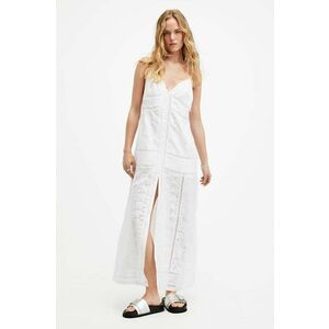 AllSaints rochie DAHLIA EMB DRESS culoarea alb, maxi, drept, W083DA imagine